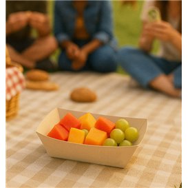 Snackbakjes Bamboe Karton Kraft 350ml 16,5x12x4,4cm (1000 Stuks)