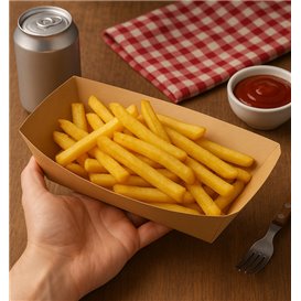 Snackbakjes Bamboe Karton Kraft 700ml 20,5x15x5,2cm (125 Stuks)