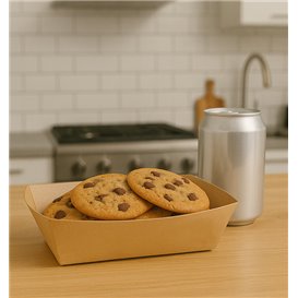 Snackbakjes Bamboe Karton Kraft 700ml 20,5x15x5,2cm (125 Stuks)