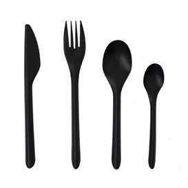 Herbruikbare Vork in PP Zwart 17,5cm (50 Stuks)