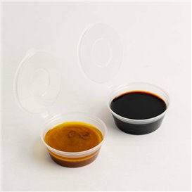 PP Sausbakje met Scharnierend Deksel 60ml (50 stuks)