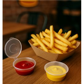 PP Sausbakje met Scharnierend Deksel 60ml (50 stuks)