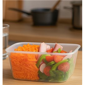 Plastic Bakje Rechthoek Transparant van PP 1000ml 17,4x11,5x8cm (25 Stuks)