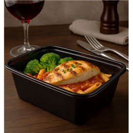 Zwart Rechthoekig PP Bakjes 1.000ml 17,3x11,9cm (500 Stuks)