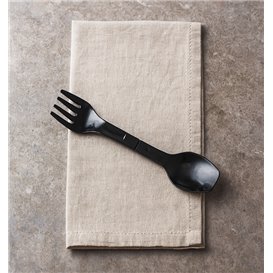 Herbruikbaar Duurzaam Lepelvork Spork PP Zwart 12cm (500 Stuks)