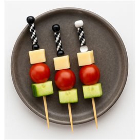 Bamboe Prikkers Zwart en Wit 9cm (100 stuks)