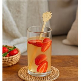 Bamboe Drink roerstaaf Aardbei 14cm (50 stuks) 