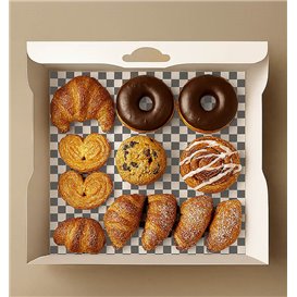 Graspapier inpakvellen “Vichy” zwart 28x31cm (1.000 stuks)