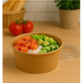 Soepkom Karton Kraft-Kraft met Deksel 750ml Ø15cm (250 Stuks)