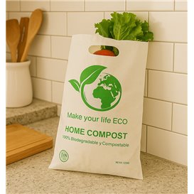 Plastic zak met gestanst handvat Bio Home Compost 20x33cm 20µm (3.000 stuks)