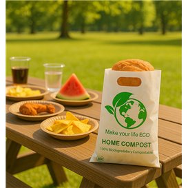 Plastic zak met gestanst handvat Bio Home Compost 20x33cm 20µm (3.000 stuks)
