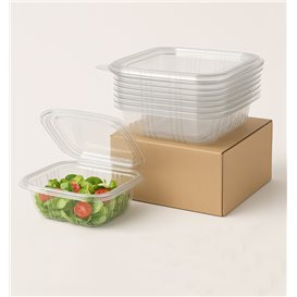 Plastic scharnierende Deli-Container PET Vierkant 250ml (900 stuks)