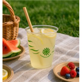 Sustainable Earth PLA Beker "groen Spirit"  Transparant  250ml (50 stuks) 