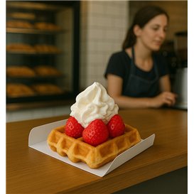 Papieren dienblad voor wafel wit 13,5x10cm (100 stuks) 