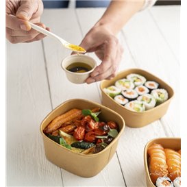 Vierkante Kraftpapier Container 350ml 13x13x4,3cm (50 Stuks)