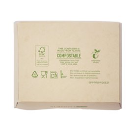 Maaltijdbox van Bamboe Karton Kraft met Venster 11,5x9x6,5cm 700ml (200 Stuks)