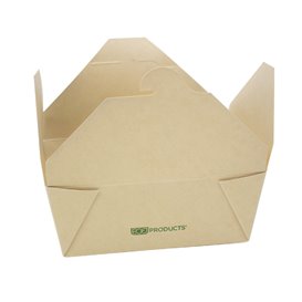 Maaltijdbox van Bamboe Karton Kraft 14x12x6,5cm 1300ml (50 Stuks)