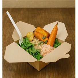 Maaltijdbox van Bamboe Karton Kraft 16x14x6,5cm 1800ml (200 Stuks)