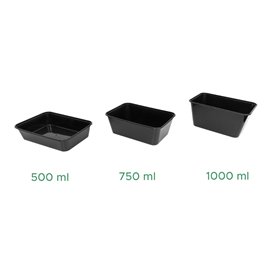 Zwart Rechthoekig PP Bakjes 500ml 17,3x11,9cm (500 Stuks)