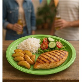 Plastic Bord PS Herbruikbaar Plat Limoengroen Ø220mm (300 Stuks) Plastic Bord PS Herbruikbaar Plat Limoengroen Ø220mm (300 Stuks)