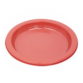 Plastic bord PS Herbruikbaar Plat Rood Ø165mm (25 Stuks)