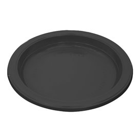 PS Herbruikbaar Plastic Bord Plat Zwart Ø165mm (25 Stuks)
