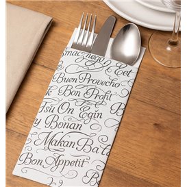 Bestekzakjes met Servet "Eet Smakelijk" 11x25cm (800 Stuks)