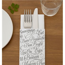 Bestekzakjes met Servet "Eet Smakelijk" 11x25cm (800 Stuks)