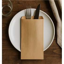 Bestekzakjes Bruin Gelijnde Kraft 11x24cm (100 Stuks)