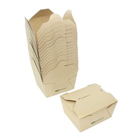 Maaltijdbox van Bamboe Karton Kraft 16x14x6,5cm 1800ml (50 Stuks)