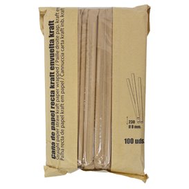 Rechte papieren rietje met kraft hoesje Ø0,8x23 cm (6000 Stuks)