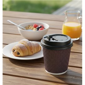 Deksel met Gat voor Papieren Beker Zwart Ø7,3cm (50 Stuks)