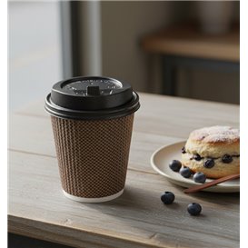 Plastic PS Deksel met ga zwart Ø8,0cm (50 stuks)  Plastic PS Deksel met ga zwart Ø8,0cm (50 stuks)