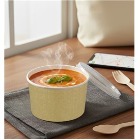 Papieren Soep Kom met Deksel Kraft PP 16 Oz/473ml (500 stuks)