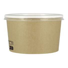 Papieren Soep Kom met Deksel Kraft PP 16 Oz/473ml (500 stuks)