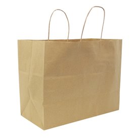 Kraftpapieren Zakken Met Gedraaide Hengsels 80g/m² 32+16x26cm (25 stuks)