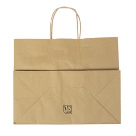 Zak Papier Kraft met Gedraaid Handvat 80 g/m² 32+16x26cm (25 Stuks)