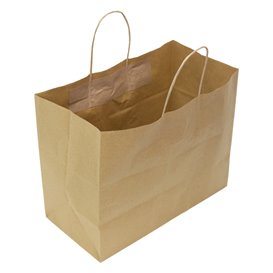 Zak Papier Kraft met Gedraaid Handvat 80 g/m² 32+16x26cm (25 Stuks)