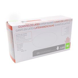 Latex handschoenenen Talk wit maat M AQL 1.5 (100 stuks)