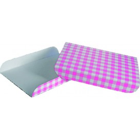 Papieren dienblad voor een wafel roze 13,5x10cm 