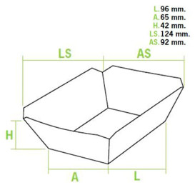 Kartonnen Snackbakjes 250ml 9,6x6,5x4,2cm (25 stuks) 