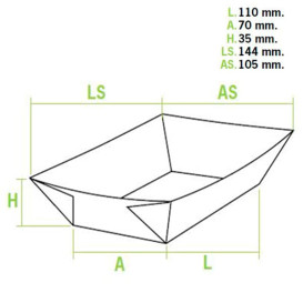 Kartonnen Snackbakjes 300ml 11,0x7,0x3,5cm (25 stuks) 