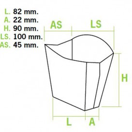 Papieren Container voor frietenklein maat 8,2x2,2x9cm (600 stuks)