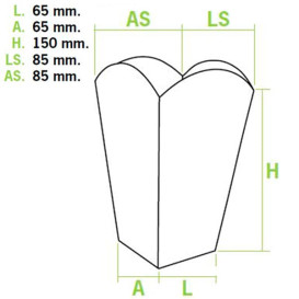 Papieren Popcorn doosje klein maat 45gr 6,5x8,5x15cm (25 stuks)