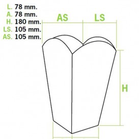Papieren Popcorn doosje medium maat 90gr 7,8x10,5x18cm (350 stuks)