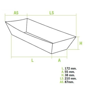 BIO Kartonnen frikandelbakjes 17x5,5x3,8cm (25 stuks) 