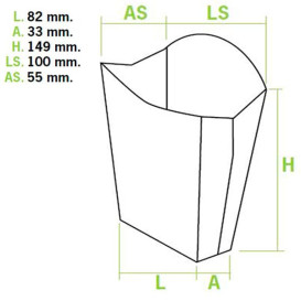 Papieren Container voor frietengroot maat 8,2x3,3x14,9cm (25 stuks)