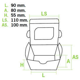 Papieren take-out Container "Premium" 11x10x5,5cm 400ml (500 stuks)