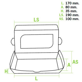 Papieren take-out Container "Premium" 19x10x3,5cm 480ml (10 stuks) 