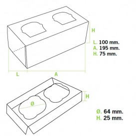 Papieren Cake vorm zak 2 Slots roze 19,5x10x7,5cm (160 stuks)